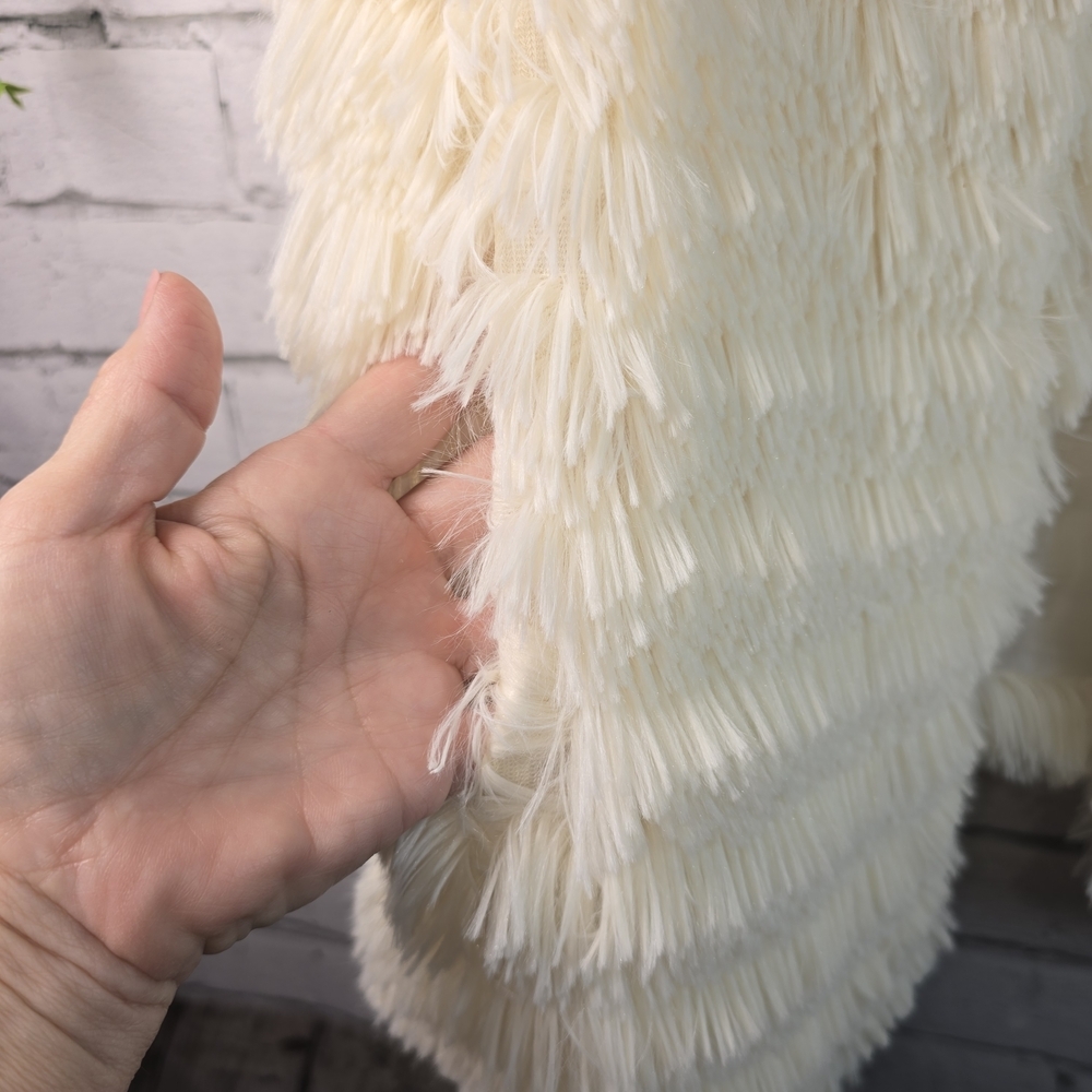 STUDIO IVORY CREAM COLORED TIERED FRINGE BOHO CHIC FUNKY WOMENS XL - Picture 6 of 6
